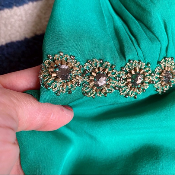 🦚 MONSOON TEAL GREEN BEADED FESTIVE SILK DRESS! - Picture 9 of 16